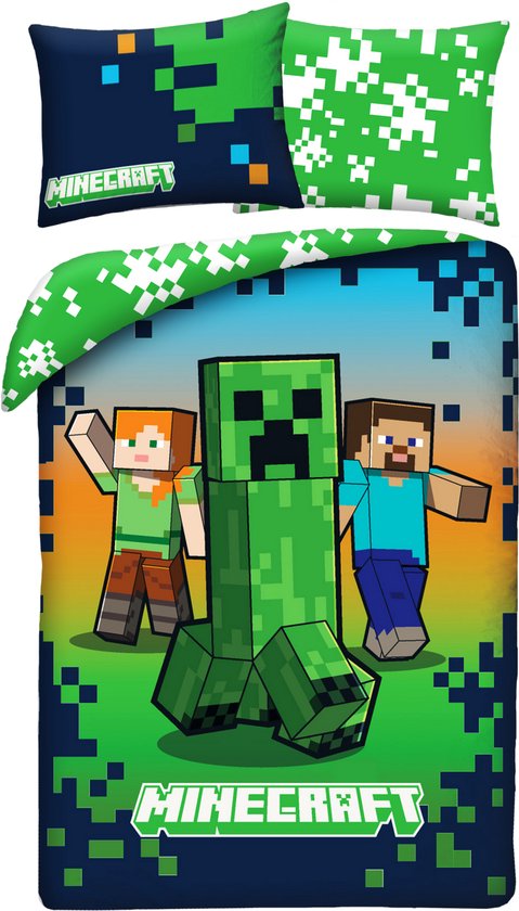 Minecraft Dekbedovertrek Creeper - 140 x 200 + 70 x 90 cm - Polyester van Essentials