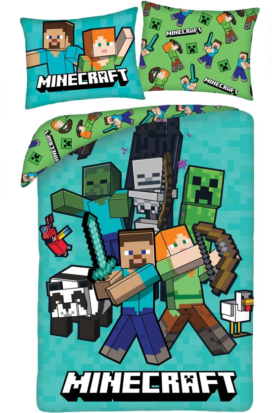 Minecraft Dekbedovertrek Fight Mode - 140 x 200 cm / 70 x 90 cm - Polyester van Merkloos
