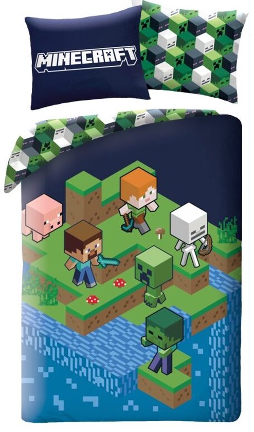Minecraft Dekbedovertrek game on - 140 x 200 cm - 70 x 90 cm - Polyester van Merkloos