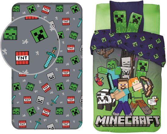 Minecraft Dekbedovertrek + Hoeslaken