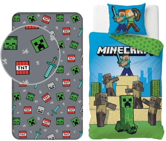 Minecraft Dekbedovertrek + Hoeslaken van Minecraft