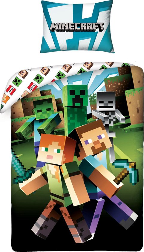 Minecraft Dekbedovertrek Monster Spawn - 140 x 200 cm + 70 x 90 cm - Katoen van Minecraft