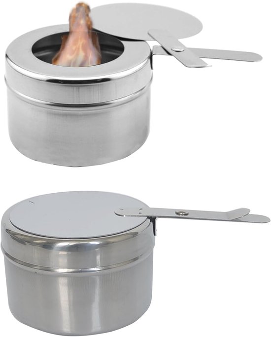 Mini Alcoholbrander - 2 Stuks - 17.5x9x5cm - Draagbare roestvrijstalen alcoholkachel - Fonduebranders - Pastbrander Draagbaar - voor Fondue, Camping, Wandelen, Koken, Thee Koffie Warme Drank Kachel - Brandpastahouders van Merkloos