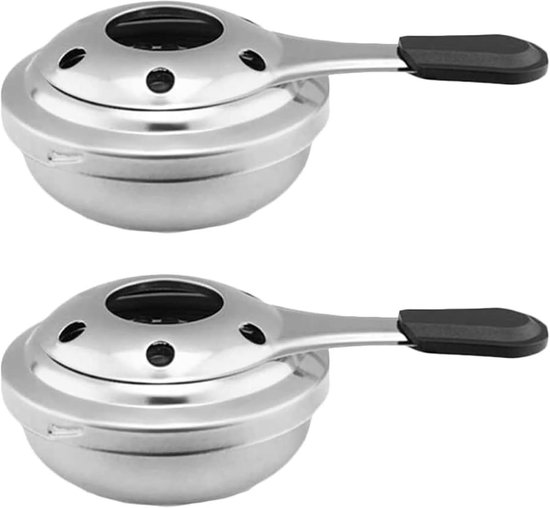 Mini-alcoholbrander - 2 stuks - Fonduebranders - Alcoholkoker - met anti-verbrandingshandgreep en veiligheidsdeksel - Roestvrijstalen alcoholkachel - Ideaal voor buffetten en cateringevenementen van Merkloos
