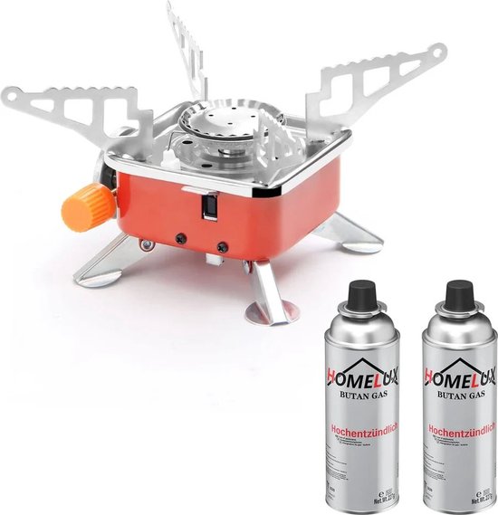 Mini Draagbare Kampeerkachel - gas kachel - tent kachel - camping verwarming - Mini Kampeerfornuis - Met Koffer - Buiten - 2 Gasflessen