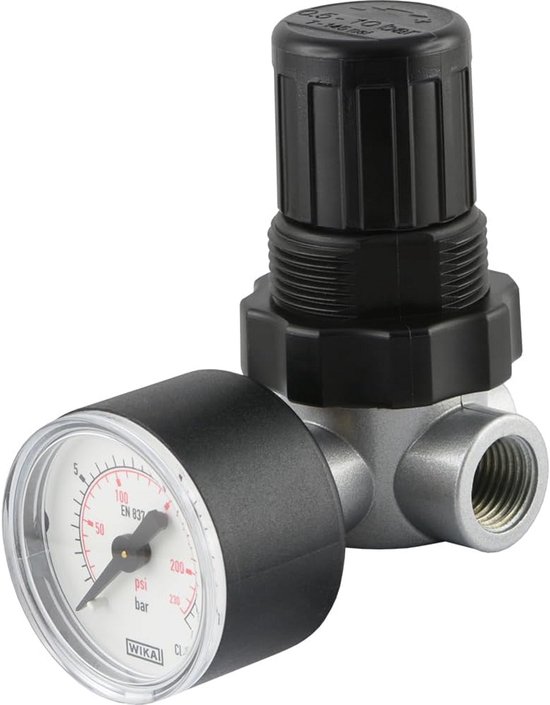 Mini Drukregelaar voor Perslucht - Precisie Drukregeling met Manometer