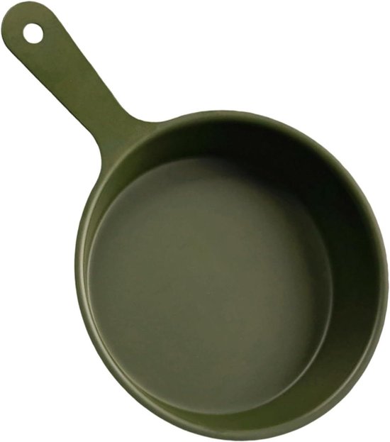 Mini Eierpan - Compacte Kookpot - Kamperen en Reizen - Flexibel Schaaldesign - 13 x 13 x 3 cm - Legergroen