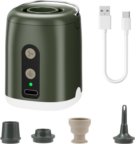Mini elektrische luchtpomp, 2-in-1 magnetische opblaaspomp 4,5 kPa voor luchtmatrassen, met LED-verlichting en 4 mondstukken. Mini pomp voor luchtmatrassen, geschikt voor opblazen en leegzuigen. van Merkloos