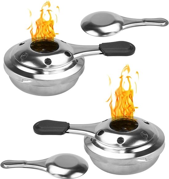 Mini Fonduebrander - 2 stuks - 15.5×9.5×4.5cm - Draagbare Roestvrijstalen Alcoholkachel - Pastbrander Draagbaar - Brandpastahouders - voor Buiten, Camping, Picknick, Koken, Backpacken, BBQ - Overlevingsset voor Noodgevallen - Zilver van Merkloos
