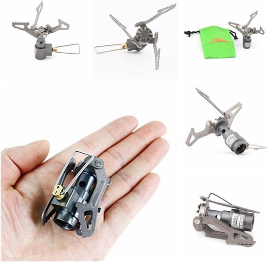 Mini Gasbrander - Outdoor Kooktoestel - Kamperen Koken - Super Lichtgewicht - 25 gram - Zilver