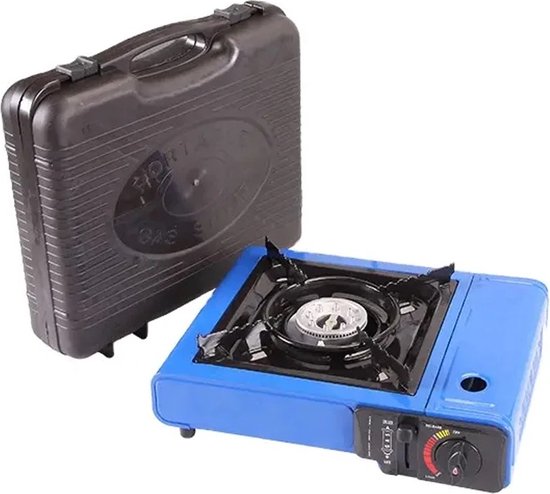 Mini Kampeerfornuis - Camping Kookstel - Kampeer Kookstel - Campingfornuis - Gas - Gas Kookstel - Blauw - Met Koffer - 2000W van MINI