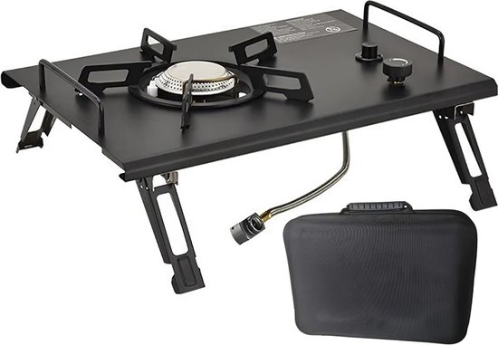 Mini Kampeerfornuis - Camping Kookstel - Kampeer Kookstel - Campingfornuis - Gas - Gas Kookstel - Zwart - Met Koffer - 2000W van MINI