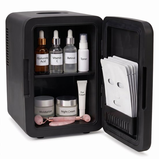 Mini koelkast 4.5L - Skincare & make-up fridge - Eten & drinken - Organizer - 12V & 230V - Koel & warm - Auto koelkast - Compact - Zwart van Soft & Silky