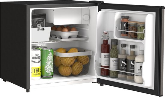 Mini Koelkast - 46L Zilver Verplaatsbaar Vrijstaand Met - Omkeerbare Deur Verstelbare Thermostaat 0-8°C - Stille 41dB Energieklasse F - Voor Thuis Slaapkamer Kantoor Hotel Drankkoelkast Kleine Koelkas