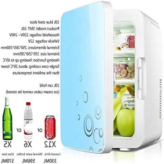 Mini koelkast auto kleine koelkast, mini koelkast auto, vriezer voor slaapkamer onder aanrecht koelkast vriezer, draagbare koelkast blauw