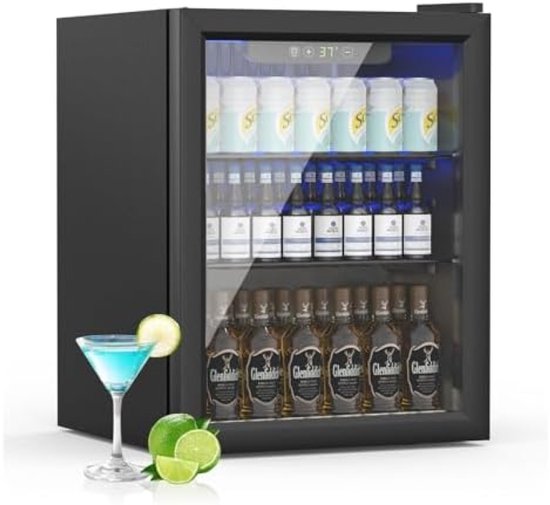 Mini koelkast - Compacte drankkoeler met glazen deur en digitale bediening van Merkloos