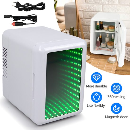 Mini Koelkast - Cosmetische Koelkast - Skincare Fridge - 4L - 12V/220V Koel & Warm - LED 7-kleuren & Spiegeltouchscreen - Stil 25dB - Voor Thuis, Auto & Huidverzorging