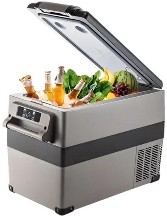 Mini koelkast - Mini koelkast voor drankjes - Mini auto koelkast - 35L - 12/24V DC - 110-240V - Grijs - Draagbare compressor koeler - Koelbox voor kamperen