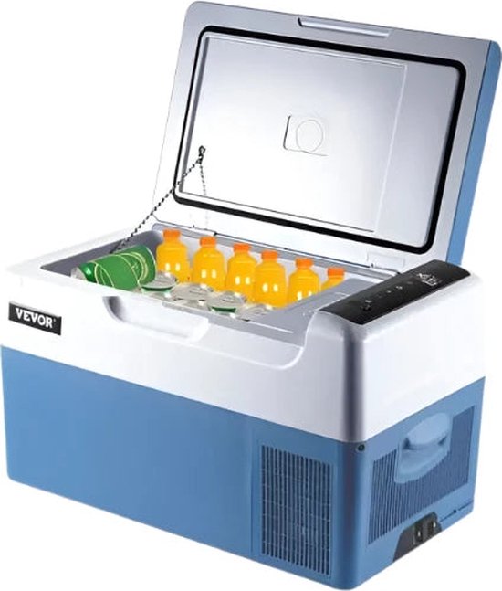 Mini koelkast - Mini koelkast voor drankjes - Mini auto koelkast - Draagbare compressor koeler - Mini koelkast voor op reis - 22L - 12/24V DC - 110-240V - 45W - Blauw van MaxxHome