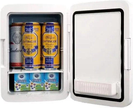 Mini koelkast - Mini koelkast voor drankjes - Mini koelkast voor slaapkamer - Draagbare compressor koeler - voor kamperen - 10L - Wit van Merkloos