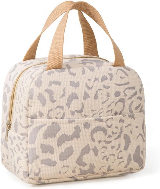 Mini-koeltas, klein, 6 l, lunchtas voor dames en heren, isolatietas, houdt warm en koud, draagbare lunchtas voor werk, lunch, school, kantoor, camping of reizen (beige)