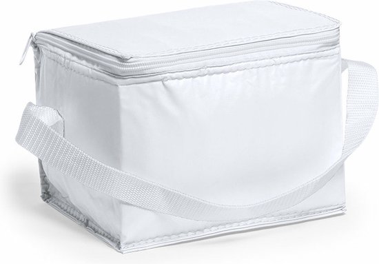 Mini koeltas wit - PVC - voor 6 blikjes - sixpack - 3,2 liter - 21 x 15 x 15 cm - lunchtasjes van MINI