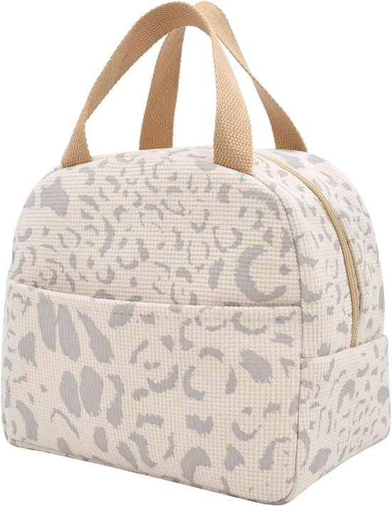 Mini lunchtas 6L - compacte geïsoleerde koeltas voor lunchbox, snacks en flesje, lichtgewicht en herbruikbaar voor werk, school en picknick - beige van Merkloos