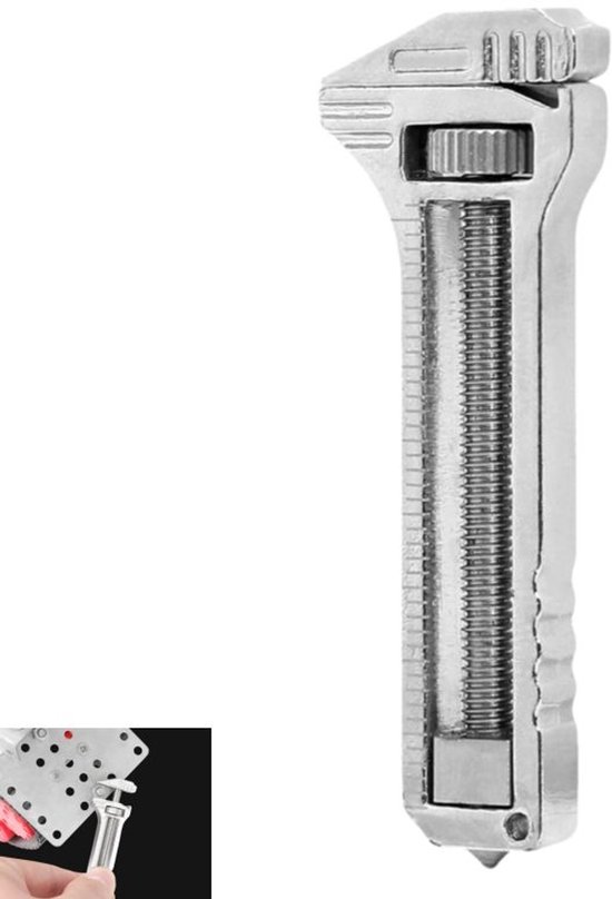 Mini Multitool Wrench - Compact Titanium Multitool - Multifunctionele Flesopener - voor Dagelijks Prep - Backpacking - Camping - zilver - 6×2×1cm