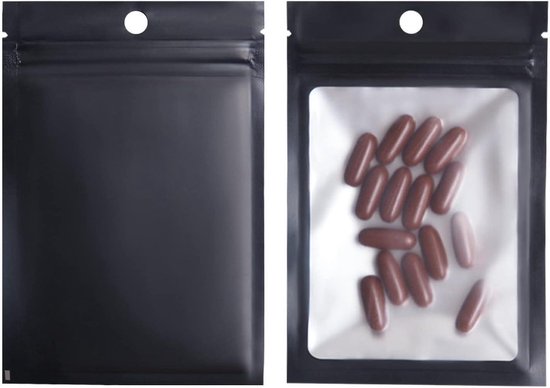 Mini Ritssluitingszakjes - Zelfsluitende Plastic Zakjes - Kleine Voorwerpen Organiseren - Luchtdichte Sluiting - 7x10CM - Zwart
