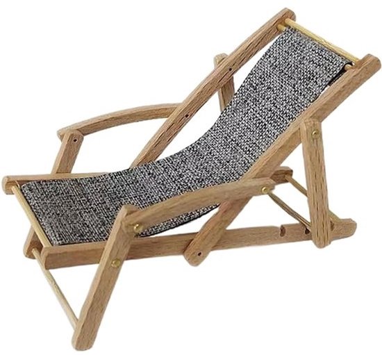Mini Strandstoel - Miniatuur Meubels - Tafeldecoratie - Charmante Strandstoelvorm - 17 x 8 x 8 cm - Grijs