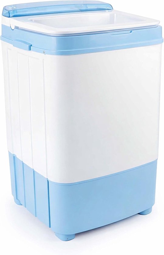 Mini Was Machine - Compacte Wasmachine - Kamperen Reizen - Wassen Centrifugeren - 37x38x66cm - Wit Blauw