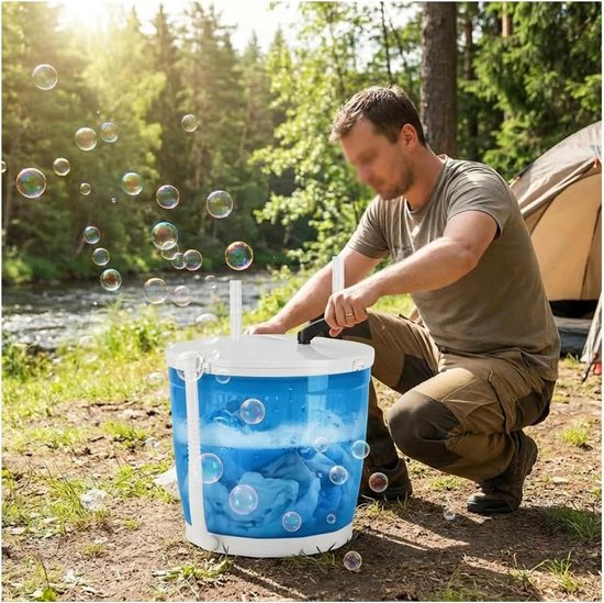 Mini Wasemachine - Handwasmachine Camping - Kleine Wasjes Draaien - Zonder Stroom Zwengelsysteem - 2 kg Capaciteit - Hemelsblauw