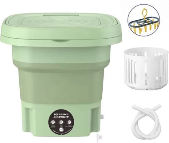 Mini Wasmachine - Compact - Energiezuinig - Opvouwbaar - 8L - Droogrek - Ideaal voor Studenten & camping met Droogrek van Gizmoz Linez