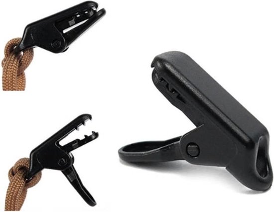 Mini zeilklemmen zwart kunststof per 10 stuks - 33mm x 10mm x 13mm zeilclips - Dekzeil klemmen - Zeilringen van MINI