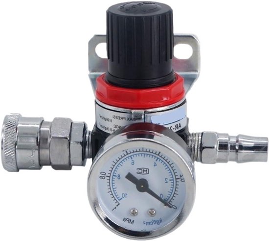 Miniatuur luchtdrukregelaar AR2000 G1/4, verstelbare pneumatische reduceerklep met manometer voor compressor AR1500 BR3000 BR4000 10 bar (AR2000-C type)