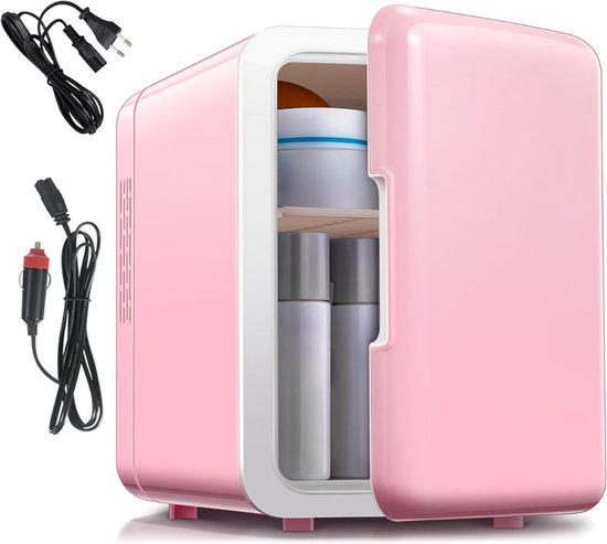 Minibar - Mini Koelkast Glazen Deur - Drankenkoelkast - Flessenkoelkast - 6L - Roze