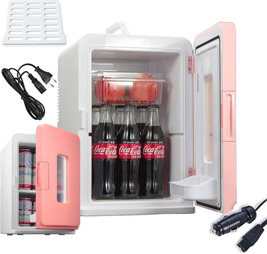 Minikoelkast 15 liter voor thuis en onderweg - Draagbare koel- en verwarmingskoelkast voor dranken en snacks, Roze van MINI