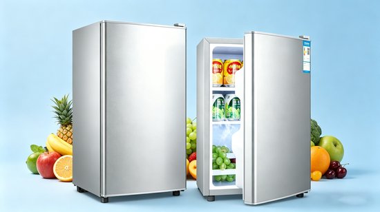 Minikoelkast met één deur 29 liter alleen koelfunctie zilverkleurig energie-efficiëntieklasse A stil met 38 decibel geschikt voor studentenkamers kantoren en slaapkamers Afmetingen 55*40*39 cm
