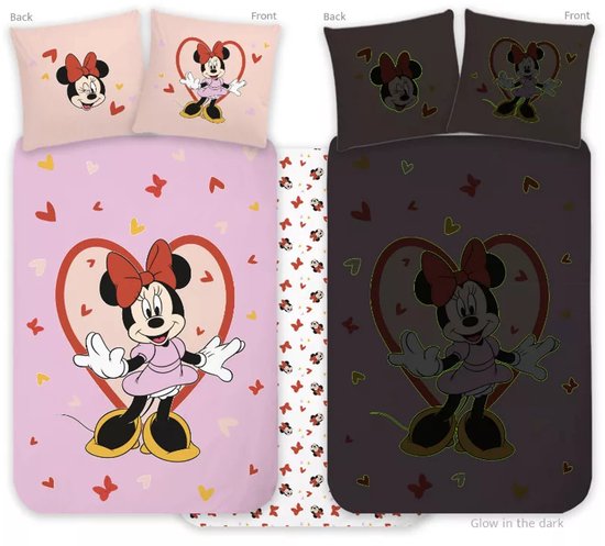 Minnie Mouse Peuterdekbedovertrek Glow in the Dark - 100 x 135 cm - Katoen van Disney