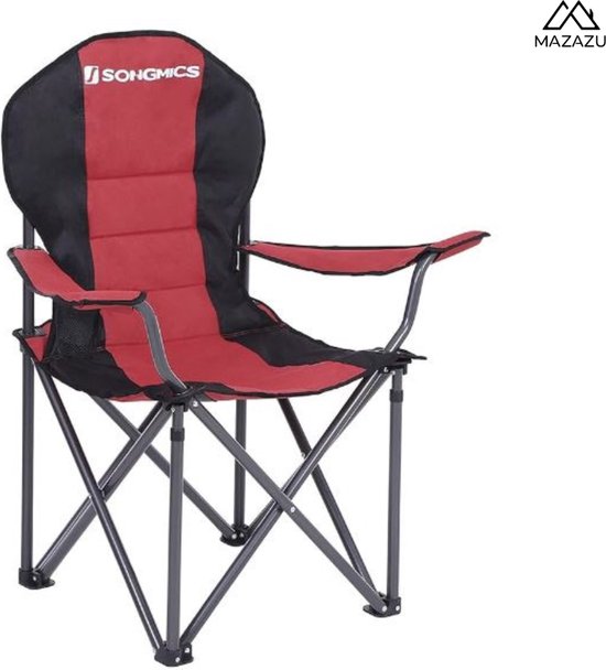 MIRA Home - Kampeerstoel - Kampeerstoel met Bekerhouder - Rood/Zwart - Opvouwbaar - 90x55x102cm van Mi