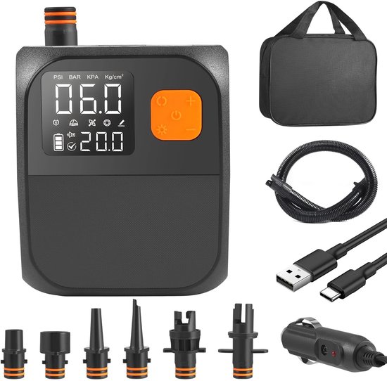 Miryx Elektrische luchtpomp - Luchtbedpomp Hoge Druk 25Psi - Zwembadpomp - Opblaaspomp - Stand-up Paddle Sup Pomp - Oplaadbare 8000 mAh van Merkloos