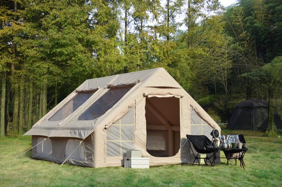 MIVRAY Tent - Opblaasbare Familietent 300 x 400 x 200 cm - Polyester - Beige - Voor 7 Tot 8 Personen - Snel Op Te Zetten