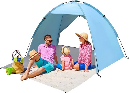 MKSS® Strandtent UV Bescherming - Strandparasol Pop Up - Blauw van Merkloos