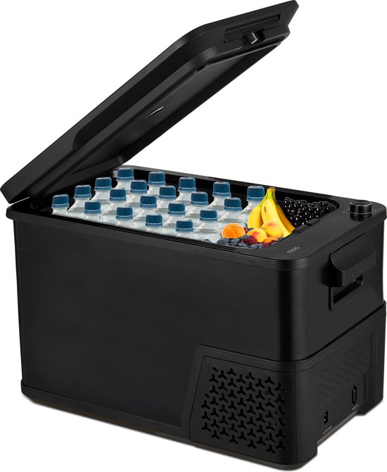 MOA Compressor Koelbox Elektrisch 12V en 230 volt - Coolbox - 38L - voor auto en camping - Vriezen tot -18°C - Frigobox - Zwart van MOA