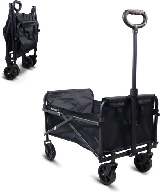 Mobiclinic Duna Basic - Bolderwagen Basic - Opvouwbaar - Bolderkar Opvouwbaar Luchtbanden - Strandtuintransportwagen - Inhoud (60L) - 80x46x36 cm - Tot 80kg draagvermogen - Brede 360º Wielen - Zwart van Mobiclinic