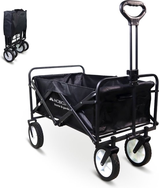 Mobiclinic Duna Pro - Bolderkar Opvouwbaar Luchtbanden - Opvouwbaar - Strandtuintransportwagen - XL inhoud (10O L) - 100x50x59cm - Tot 100 kg draagvermogen - Brede 360º Wielen - Zwart van Merkloos