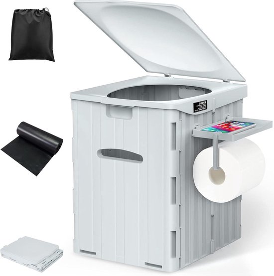 Mobiel campingtoilet 39 cm hoog - Draagbaar toilet met deksel en 12 toiletzakken - Ideaal voor kamperen, wandelen en reizen van MOB