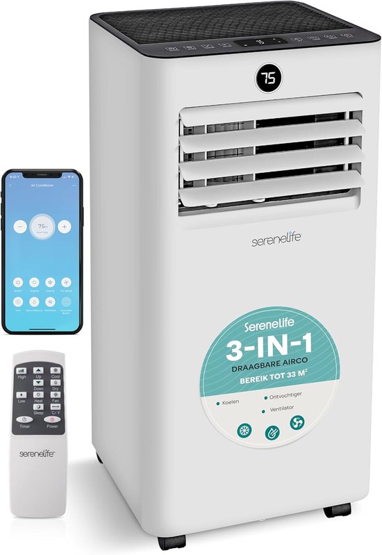 Mobiele Airco - Airconditioner Ventilator - Ruimte Koelen - Wi-Fi Bediening - 7000 BTU - Wit