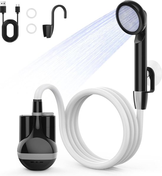 Mobiele campingdoucheset - Douche-campingpomp met 2000 mAh oplaadbare lithiumbatterij - 18 m slang - Draagbare douche voor camping buitengebruik - Tuin strand reizen autowas IPX8 van MOB