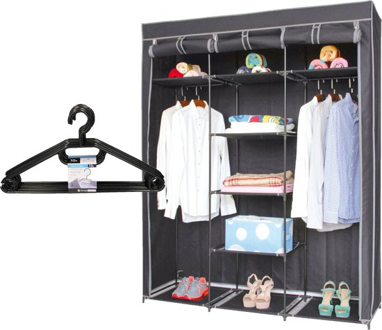Mobiele kledingkast - 150 x 45 x 172 cm - incl. kledinghanger set 10x van MOB